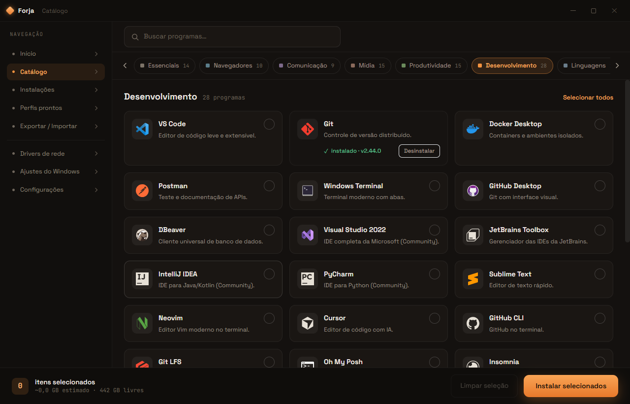 Forja — catálogo de programas